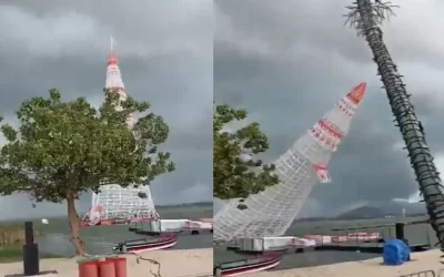 Árvore de natal flutuante cai em Maricá durante tempestade e deixa um morto e outros feridos