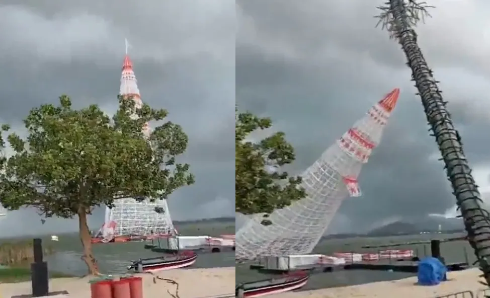 Árvore de natal flutuante cai em Maricá durante tempestade e deixa um morto e outros feridos
