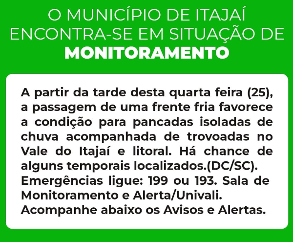 Frente fria traz temporais e risco de alagamentos em Santa Catarina