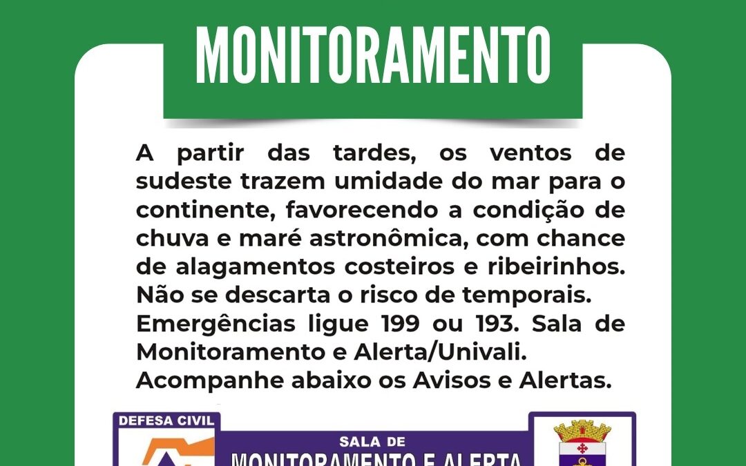 Itajaí em monitoramento: chuvas, maré alta e risco de alagamentos