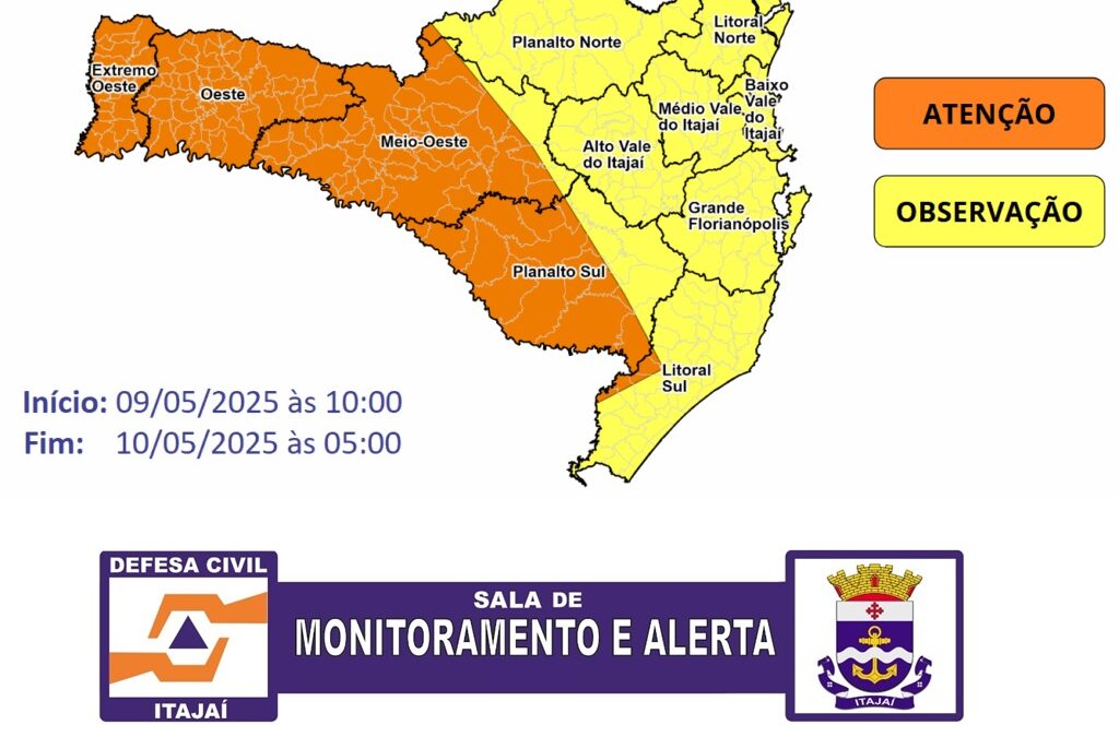 Tempestades se aproximam: Defesa Civil alerta para temporais e ventos fortes em SC