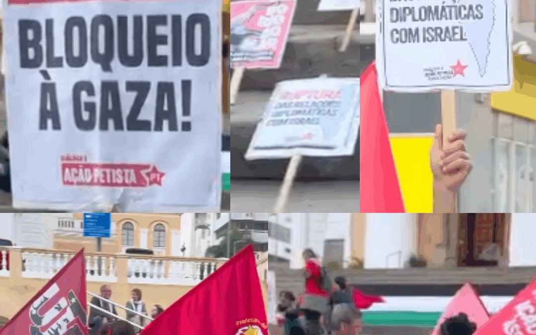 Protesto em Florianópolis pede rompimento de laços com Israel e acusa Brasil de “conivência” com conflito no Oriente Médio; “defesa” à Gaza e apoio à Palestina reúne poucas pessoas na capital catarinense