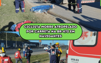 Ciclista morre atropelado por carreta na BR-470 em Navegantes