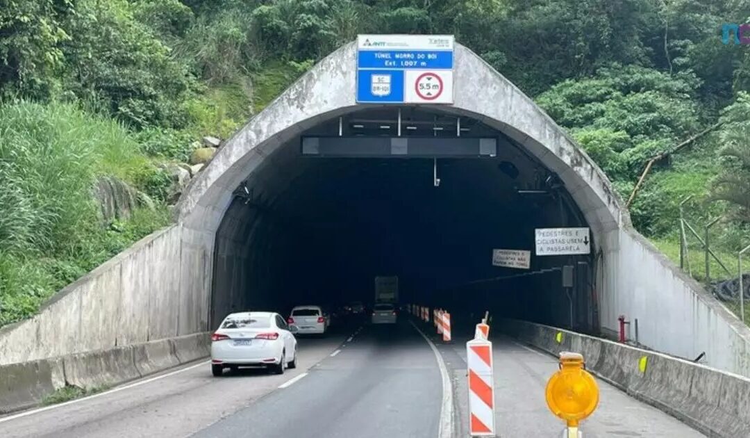 Túnel do Morro do Boi terá bloqueios noturnos na BR-101 para testes de segurança; veja horários