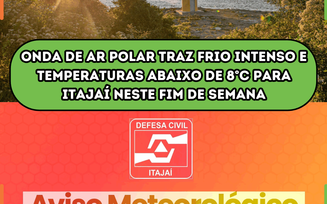 Onda de ar polar traz frio intenso e temperaturas abaixo de 8°C para Itajaí neste fim de semana