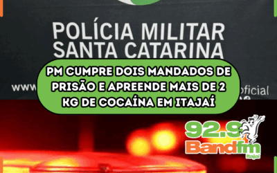 PM cumpre dois mandados de prisão e apreende mais de 2 kg de cocaína em Itajaí