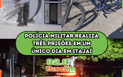 Polícia Militar realiza três prisões em um único dia em Itajaí