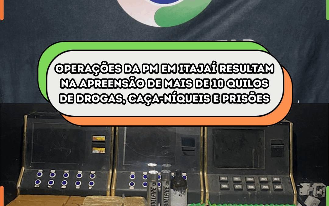 Operações da PM em Itajaí resultam na apreensão de mais de 10 quilos de drogas, caça-níqueis e prisões