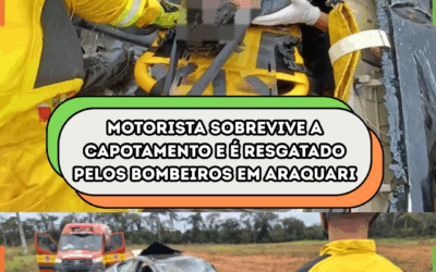 Motorista sobrevive a capotamento e é resgatado pelos bombeiros em Araquari