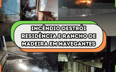 Incêndio destrói residência e rancho de madeira em Navegantes