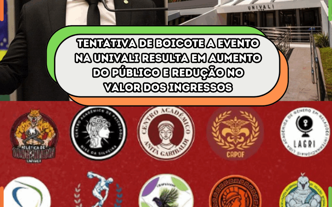 Tentativa de boicote a evento na Univali resulta em aumento do público e redução no valor dos ingressos