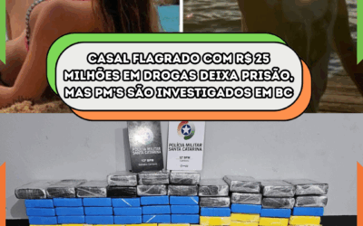 Casal flagrado com R$ 25 milhões em drogas deixa prisão, mas PM’s são investigados em BC