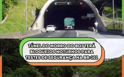 Túnel do Morro do Boi terá bloqueios noturnos para testes de segurança na BR-101