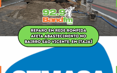 Reparo em rede rompida afeta abastecimento no bairro São Vicente, em Itajaí