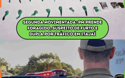 SEGUNDA MOVIMENTADA: PM prende foragido, suspeito de furto e dupla por tráfico em Itajaí
