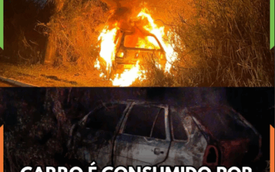 Carro abandonado é consumido por incêndio durante a madrugada, em Itajaí