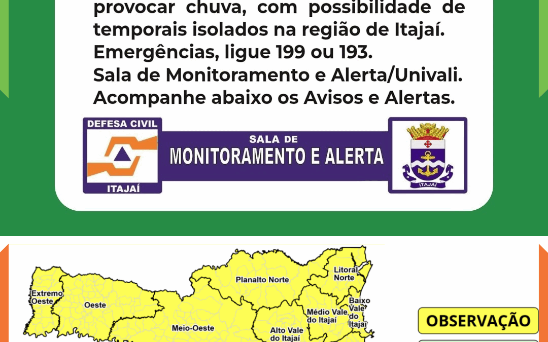 Frente fria traz temporais e frio intenso para Itajaí a partir desta quinta-feira (04)