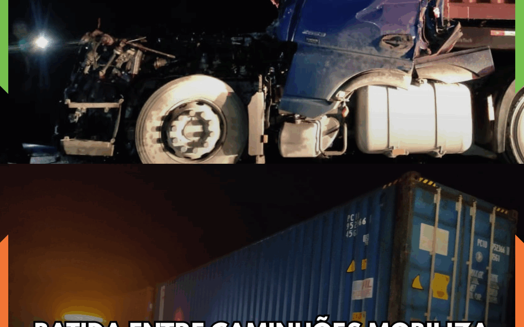 Batida entre caminhões mobiliza bombeiros e deixa motorista ferido na BR-470, em Navegantes