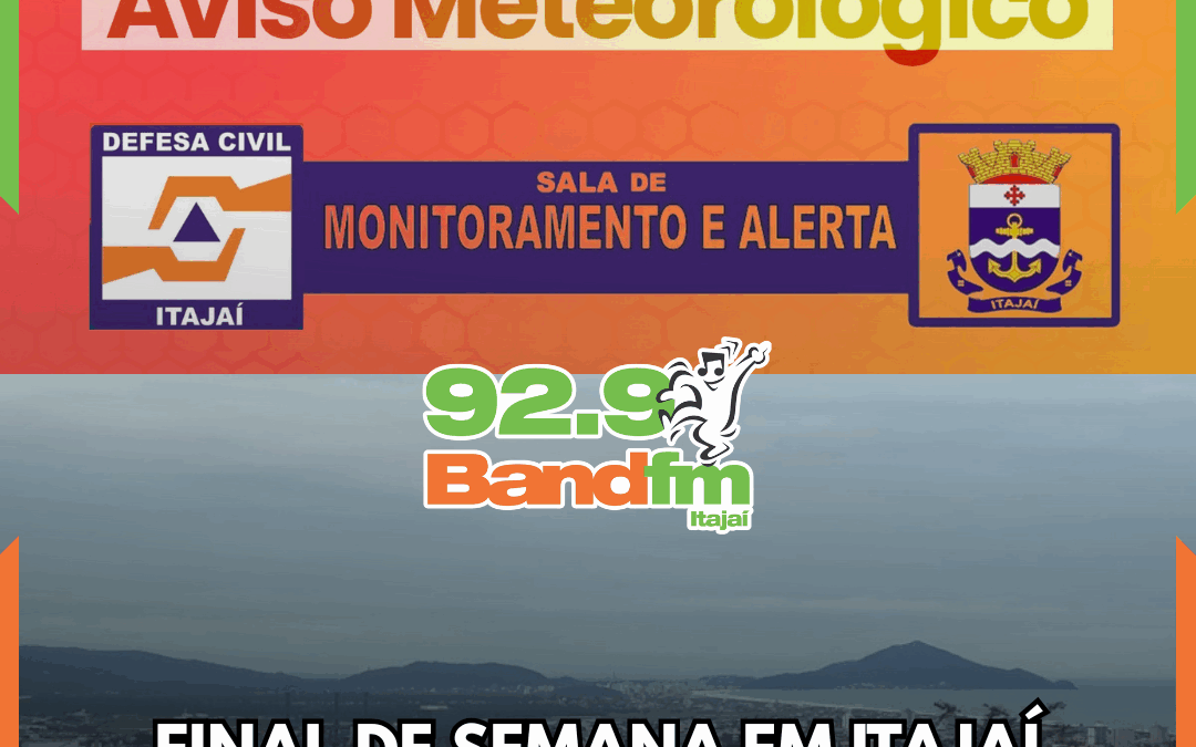 Final de semana em Itajaí terá predomínio de nuvens e chuva ocasional