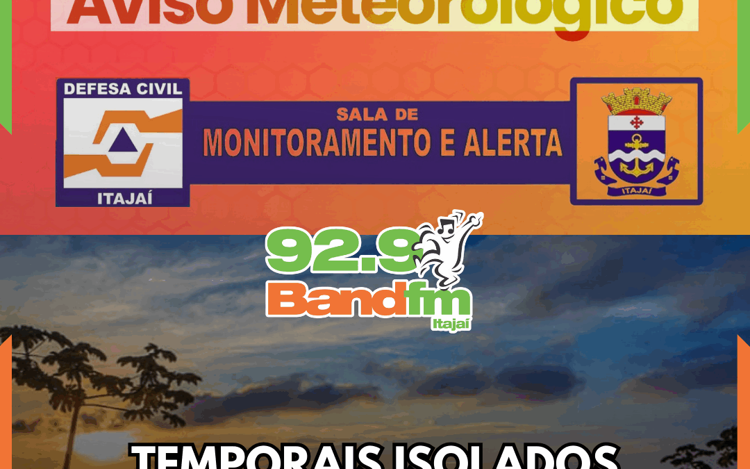 Temporais isolados podem atingir Itajaí entre quinta e sexta-feira