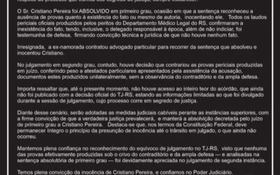Após repercussão, assessoria do humorista Cristiano Pereira da Silva divulga nota pública de esclarecimento sobre o caso