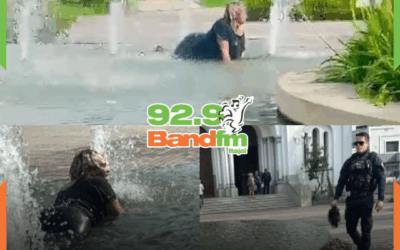 MAIS UMA QUINTA-FEIRA COMUM EM ITAJAÍ: Mulher é contida pela GM após tentar “tomar banho” no chafariz da Igreja Matriz