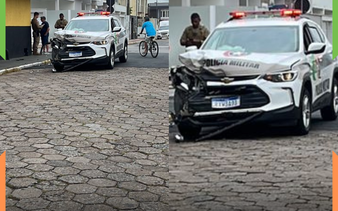 Viatura da PM se envolve em acidente durante perseguição; ocorrência segue em andamento