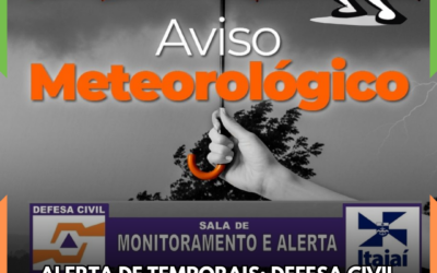 ALERTA DE TEMPORAIS: Defesa Civil prevê chuva forte e ventos intensos em Itajaí e todo Litoral Norte de SC neste fim de semana