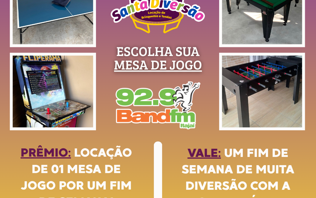 🎉 PARTICIPE DO GRANDE SORTEIO DA SANTA DIVERSÃO + BAND FM ITAJAÍ! 🎉