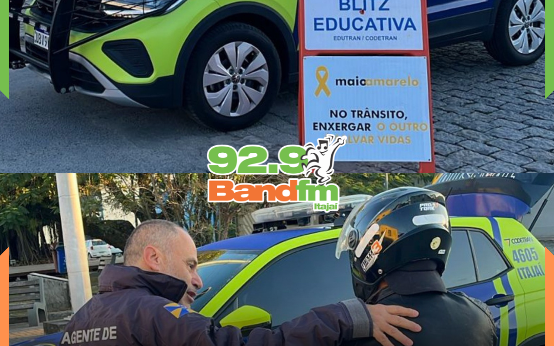 Codetran realiza blitz educativa na Barra do Rio em continuidade às ações do Maio Amarelo em Itajaí