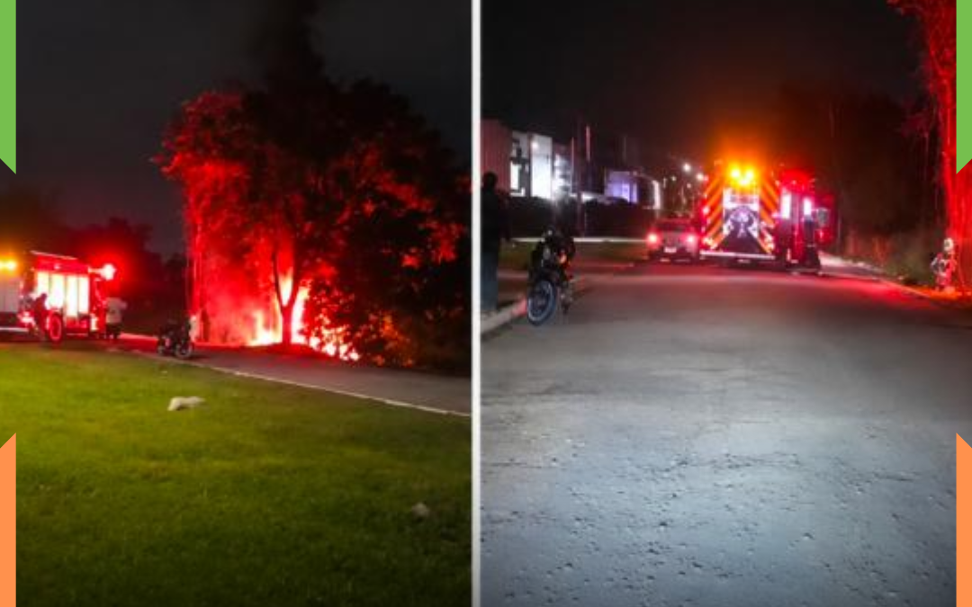 Carro pega fogo após motorista perder o controle e quase cair em rio em Itajaí