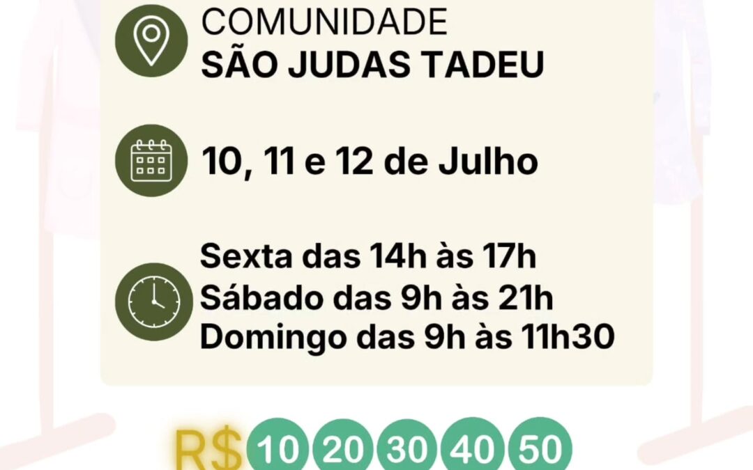 🛍️ Vem aí o Bazar da Ação Social da Paróquia São João Bosco!