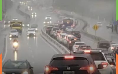 Frente fria provoca chuva forte e deixa trânsito lento na BR-101 no Litoral de SC