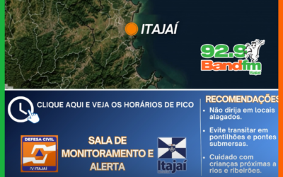 Defesa Civil de Itajaí alerta para risco de temporais entre quinta-feira (13) e sábado (15)